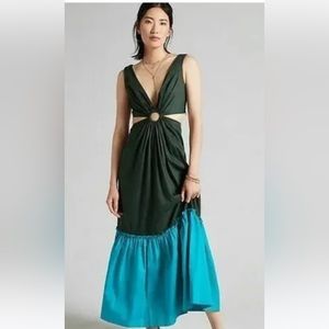 Anthropologie Flounce Cut Out Maxi Dress